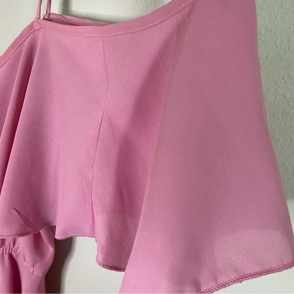 Women’s Charlotte Russe Pink Baby Doll Spaghetti Strap off the Shoulder Blouse - Picture 4 of 5